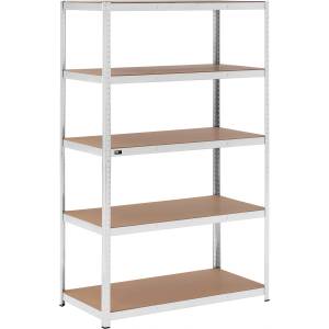 MSW Метален стелаж за съхранение - 120 x 60 x 200 cm - за 5 x 150 kg - сив MSW-STSH-30 (MSW-STSH-30)