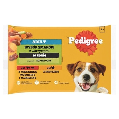 Pedigree v omáčce hovězí a jehněčí krůtí a mrkev 4 x 100 g
