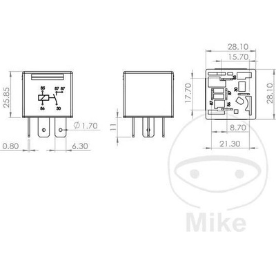 Bosch přerušovací relé 12V 30A 5-polig APRILIA SR 125 GT ABS I-GET 24-25, SR 125 GT CBS I-GET 22-24, SR 125 GT SPORT ABS I-GET 24-25, SR 200 GT ABS I-GET EURO5 22, SR 200 GT REPLICA ABS I-GET EURO5 24