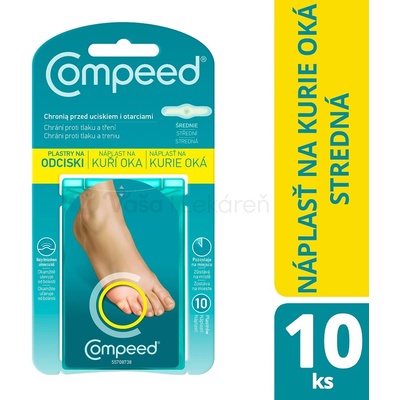 Compeed Hydrokoloidná zvlhčujúca náplasť na kurie oká stredná 10 ks