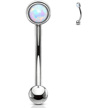 Šperky4U piercing do obočí bílý opál OB0003WH-1208