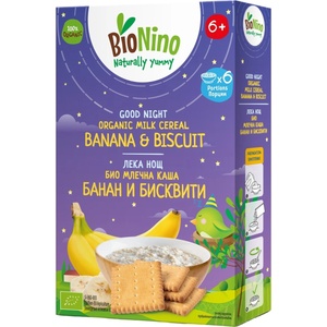 BioNino Био млечна каша BioNino Лека нощ - Банан и бисквити, 6 м+, 200 g (F06060004A0002) - baby