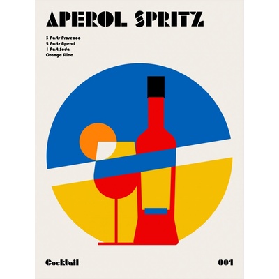 Ilustrácia Aperol Spritz Cocktail Bauhaus Art Print, Retrodrome, (30 x 40 cm)