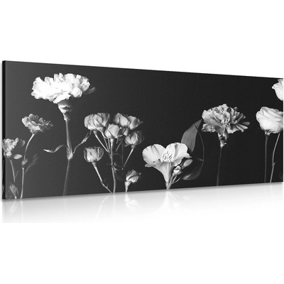 Obraz elegantní černobílé květiny - 100x50