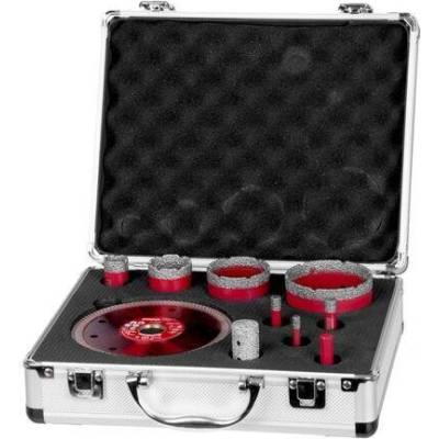 Sada vyrezávačov Strend Pro Premium, 6-8-10-20-35-50-68 mm, adaptér, fréza na zväčšovanie dier, kotú