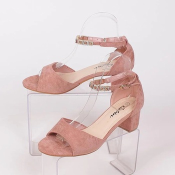 Велурени сандали в цвят пепел от рози