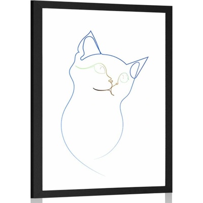Plakát s paspartou barevné linie kočky - 20x30 no frame