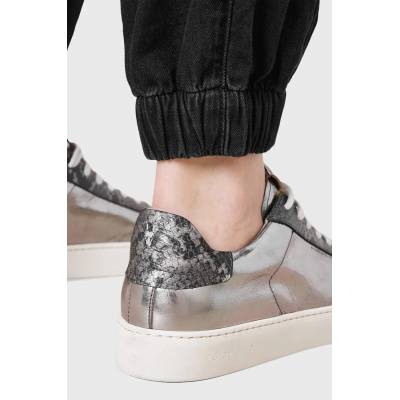 AllSaints Кожени маратонки AllSaints Shana Metallic Sneaker в сребристо W104FB (W104FB)