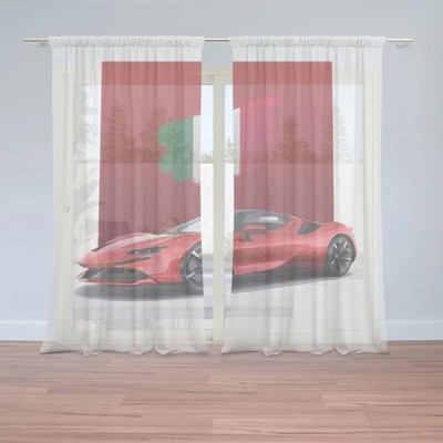 Sablio Záclony Ferrari Talianska vlajka na červenom bloku: 2ks 150x250cm