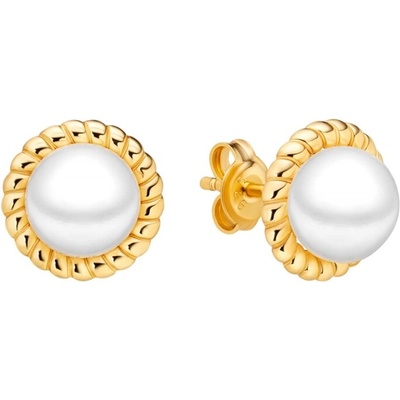 Gaura Pearls náušnice s bílou perlou Patricia Gold SK25490GYE/W zlatá bílá