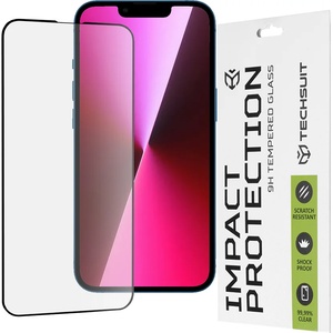 Techsuit Протектор за iPhone 13 / iPhone 13 Pro / iPhone 14 - 111D Full Cover / Full Glue Glass - Черен