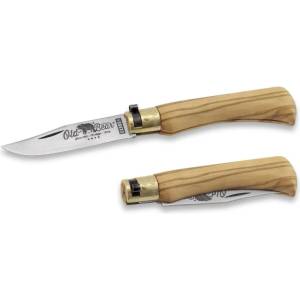 ANTONINI oldbear 9306/19_lu / Джобно ножче с острие от въглеродна стомана и дръжка от маслинено дърво - кафяво 80 мм (aec0038)