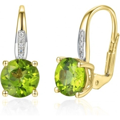 Gems, Visací náušnice Anya, kombinované zlato s brilianty a peridoty (olivíny), 585-38-3-1126.2ZB0.0.00.HSI.626.08