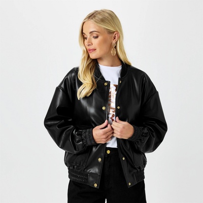 Biba Яке Biba Women's Faux Leather Long Sleeve Bomber Jacket - Black