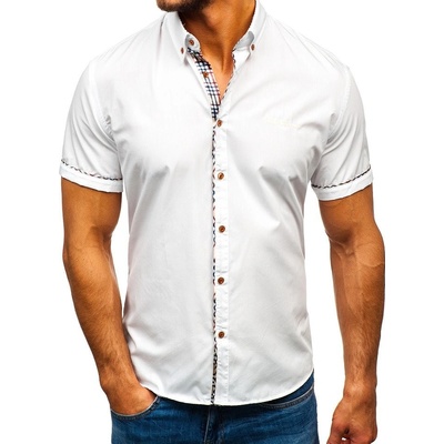 Bolf pánska elegantná košeľa s krátkymi rukávmi biela 5509-1