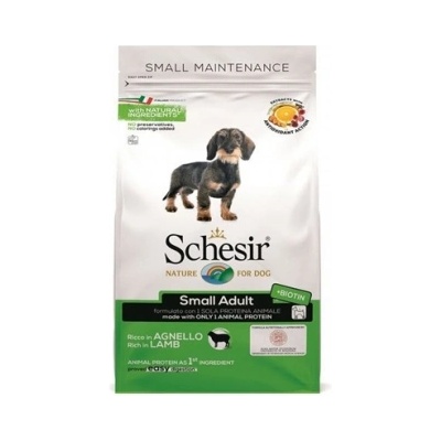 Schesir MINI Adult Monoprotein - Пълноценна суха храна за израснали кучета малки и дребни породи с агнешко месо, 800 гр