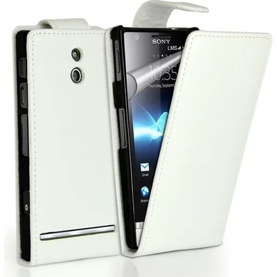 Sony LT22i Xperia_P Flip Калъф Бял + Протектор