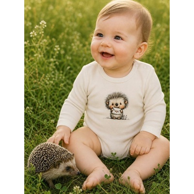 Detské body LOVELY HEDGEHOG s dlhým rukávom Béžová