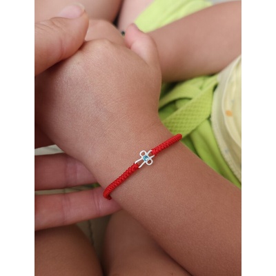 Kathryn' s Bracelets Детска гривна с червен конец и сребърен кръст (БГСКЦ)