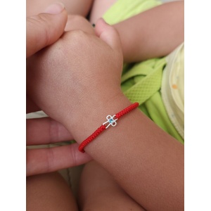 Kathryn' s Bracelets Детска гривна с червен конец и сребърен кръст (БГСКЦ)
