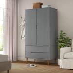 vidaXL Гардероб MOLDE, сив, 90x55x175 см, бор масив (350524)