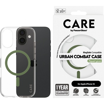 Image 1 of Panzer Гръб CARE by PanzerGlass за iPhone 16, Flagship Case Urban Combat w. Green MagSafe
