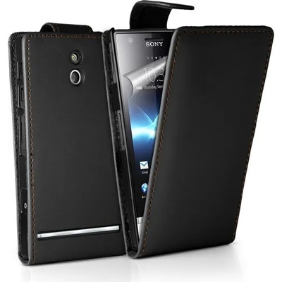 Sony LT22i Xperia_P Flip Калъф Черен + Протектор