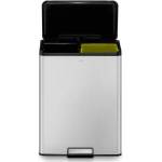 EKO-Europe Кош за разделно събиране на отпадъци EKO ESSENTIAL с педал (2 х 20 л) - хром мат и черно (EKO 822840 - Matt s/s)