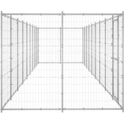 VidaXL Ohrádka pre psa s prístreškom, galvanizovaná oceľ, 21,78 m²