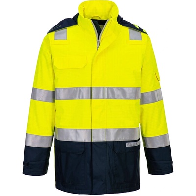 Portwest hi-vis bizflame fr605 / Огнеупорно светлоотразително яке, антистатично и водоустойчиво - hv жълто/тъмносиньо xxl (fr605ynrxxl)
