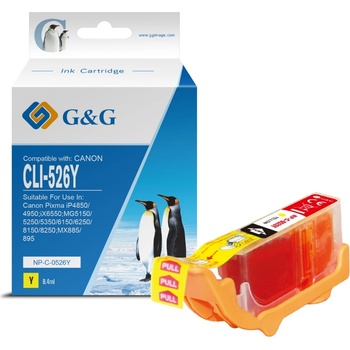 Compatible ГЛАВА ЗА CANON PIXMA iP 4850/MG 5150/5250/6150/8150 - Yellow - ink tank - WITH CHIP / С ЧИП - /526/ - CLI-526Y (CLI526Y) - 4543B001 - PN NP-C-0526Y/C - G&G (NP-C-0526Y)