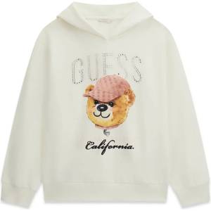 GUESS Суичър за момиче в мръсно бял цвят с мече и кристали Guess