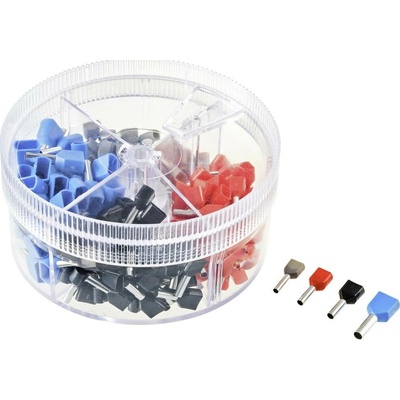 TRU COMPONENTS TC-11599332 sada dutiniek 0.75 mm², 1 mm², 1.5 mm², 2.5 mm² čiastočne izolované sivá, červená, čierna, mo