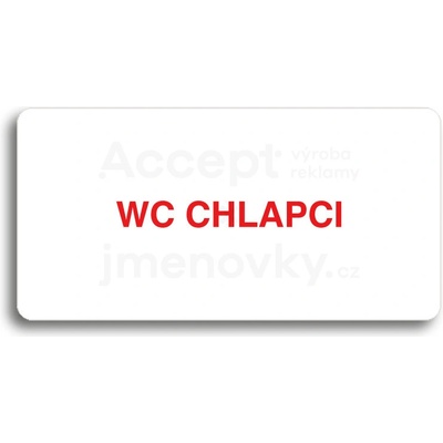 ACCEPT Piktogram WC CHLAPCI - bílá tabulka - barevný tisk bez rámečku