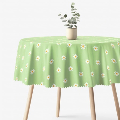 Goldea okrúhly teflónový obrus margarétky na zelenom Ø 100 cm