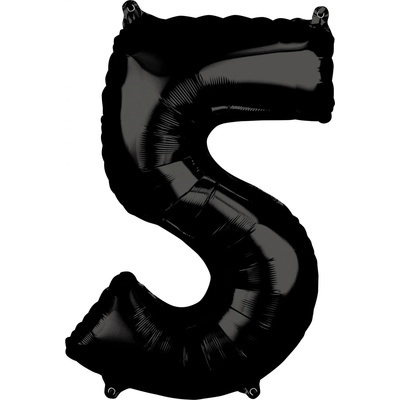 Amscan Балон от фолио - число 5 черен 66см