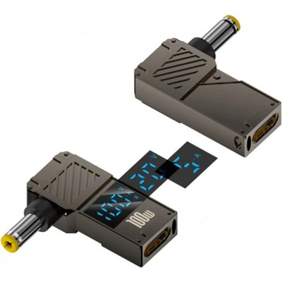 Techsuit Адаптер от DC към USB-C женско за за зареждане на лаптоп - Techsuit аdapter LaptopPlugX 100W LED (сив) (LaptopPlugX (A22))
