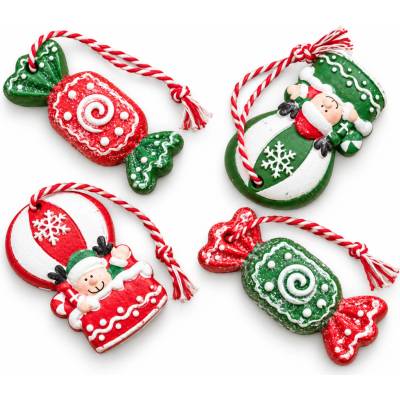 Textilomanie Súprava 4 ks vianočných ozdôb CANDY ELF 6 cm