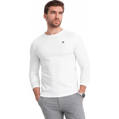 Longsleeve pánsky bavlnený bielo-bordový prémiový Ombre OM-LSCL-0105 V2