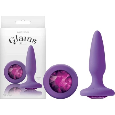 Мини анален плъг с кристали, истинско изкушение - Glams Mini Purple (NSTOYS0711)