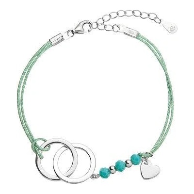 Pavona Kabbalah náramek spojené kroužky a stříbrné srdíčko 13051.3 turquoise
