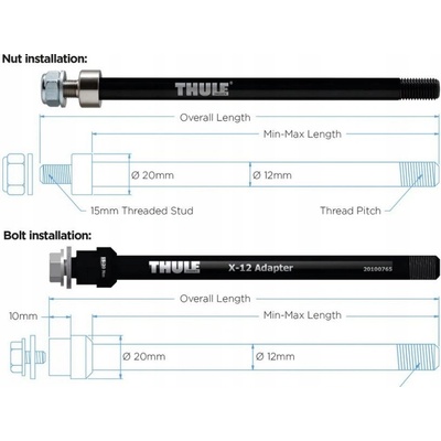 Pevná os 12 mm Thule T-Axle 1,75 mm 174-180 mm