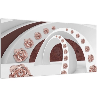 Skleněný obraz - 3D oblouky s květy, jednodílný 100x50 cm na skle