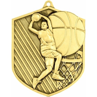 MEDALE Medaile kovová zlatá-basketbal 7,9x6,4 cm