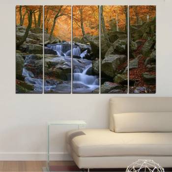 Vivid Home Картини пана Vivid Home от 5 части, Водопад, Канава, 160x100 см, 2-ра Форма №0018