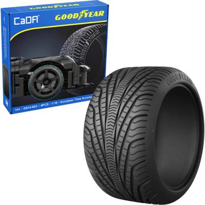 CaDA sada licencovaných pneumatík GOODYEAR 1:10 pre RC a statické modely, 4 ks