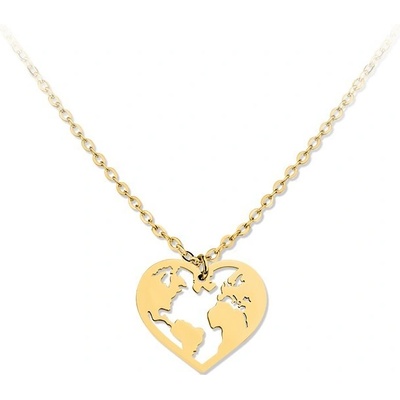 Bangles.cz Řetízek srdce globe zlatý 2431