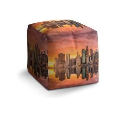 Sablio Taburet Cube New York Západ slunce: 40x40x40 cm