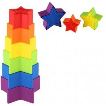 Teddies Věž/Pyramida hvězda barevná stohovací skládačka 6 ks