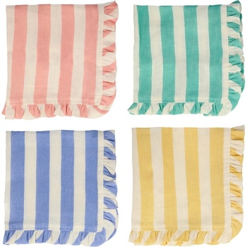 Meri Meri Ленени салфетки в комплект 4 бр. Stripe Ruffle - Meri Meri (222012)